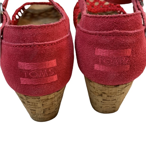 Toms Woven Platform Wedge Size 9 - Red - Picture 5 of 7